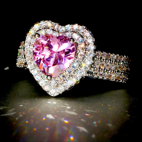 925 Silver Pink Heart Ring - Picture 4 of 9